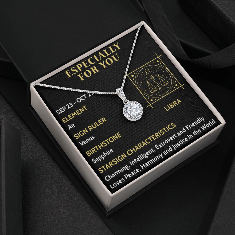 ESPECIALLY FOR YOU, LIBRA MESSAGE CARD WITH ETERNAL HOPE NECKLACE, ZODIAC MESSAGE CARD, GIFT FOR HER