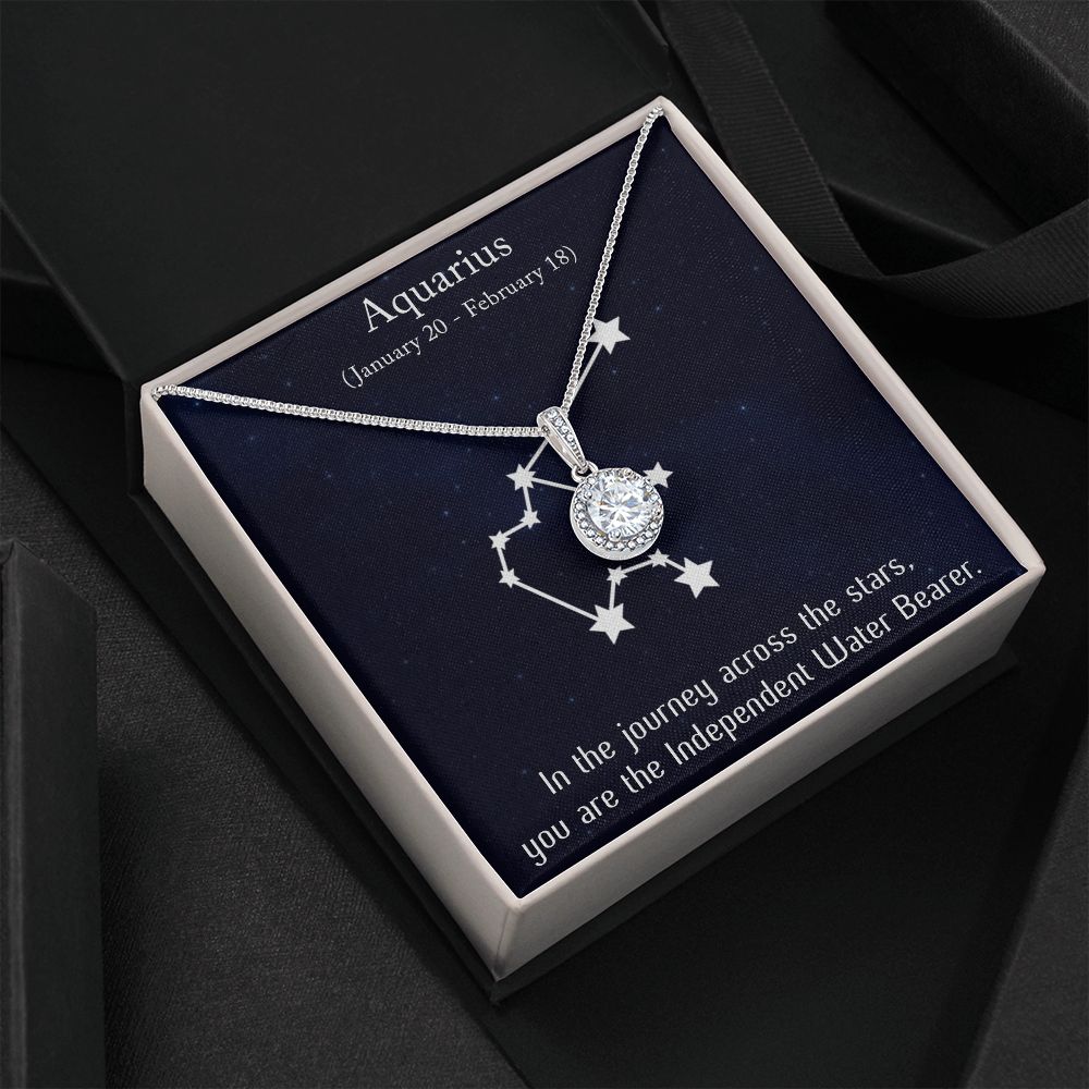 YOU ARE THE INDEPENDENT WATER BEARER, AQUARIUS MESSAGE CARD WITH ETERNAL HOPE NECKLACE, ZODIAC MESSAGE CARD, GIFT FOR HER