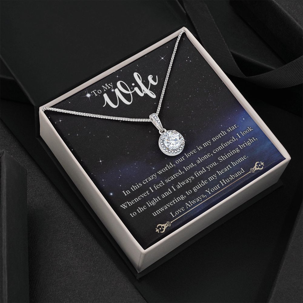 To My Wife, Our Love Is My North Star, Eternal Hope Necklace For Wife With Message Card, Birthday, Valentine's Day Gift For Her