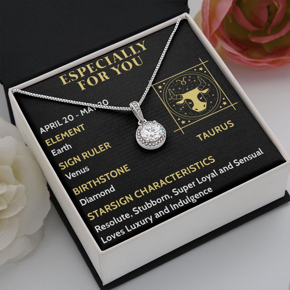ESPECIALLY FOR YOU, TAURUS MESSAGE CARD WITH ETERNAL HOPE NECKLACE, ZODIAC MESSAGE CARD, GIFT FOR HER