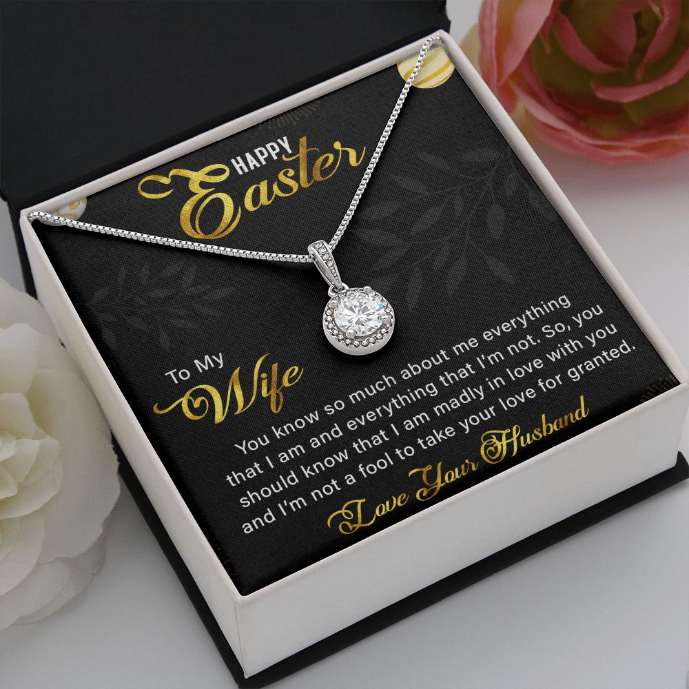 TO MY WIFE, HAPPY EASTER, ETERNAL HOPE NECKLACE WITH MESSAGE CARD, EASTER GIFT FOR WIFE FROM HUSBAND