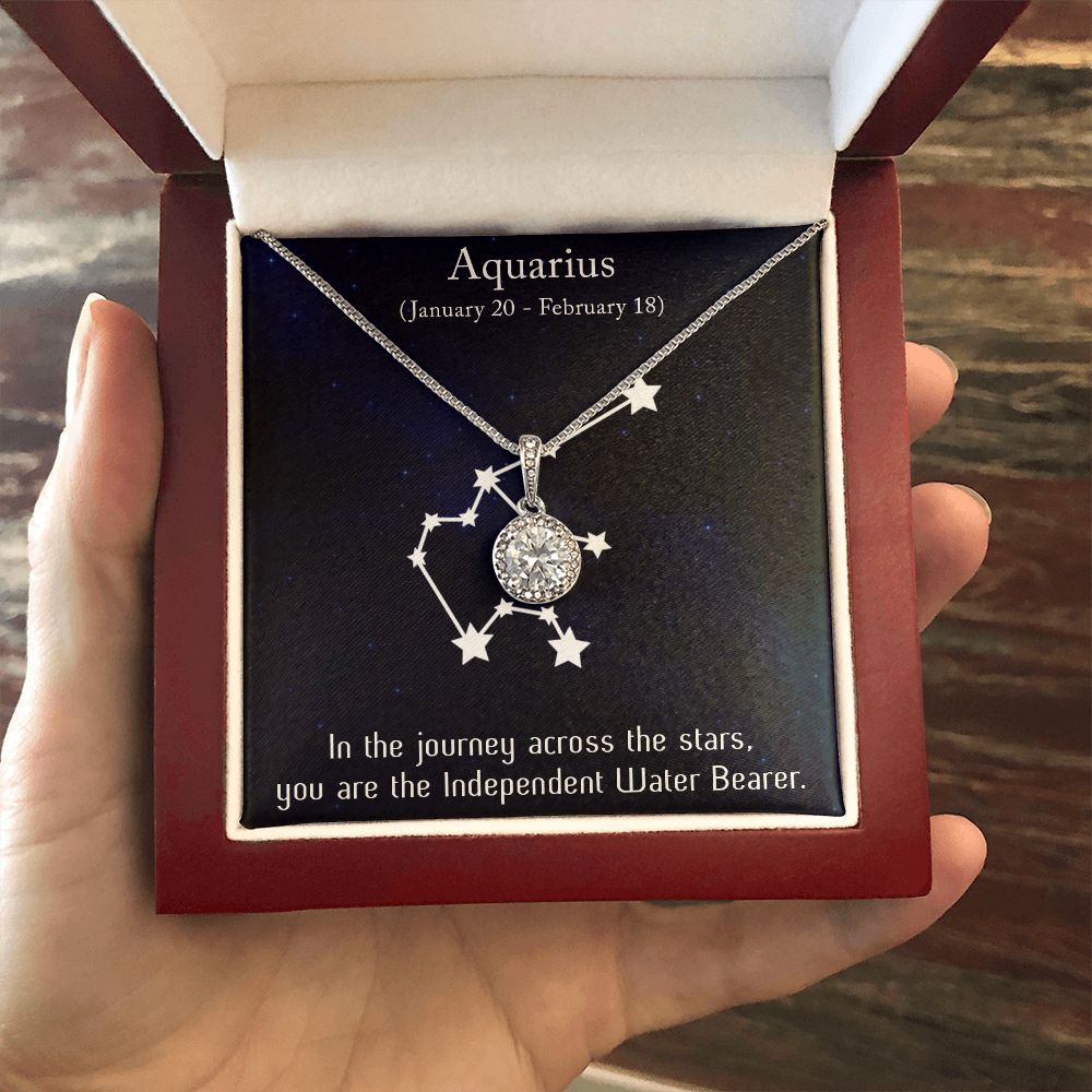 YOU ARE THE INDEPENDENT WATER BEARER, AQUARIUS MESSAGE CARD WITH ETERNAL HOPE NECKLACE, ZODIAC MESSAGE CARD, GIFT FOR HER