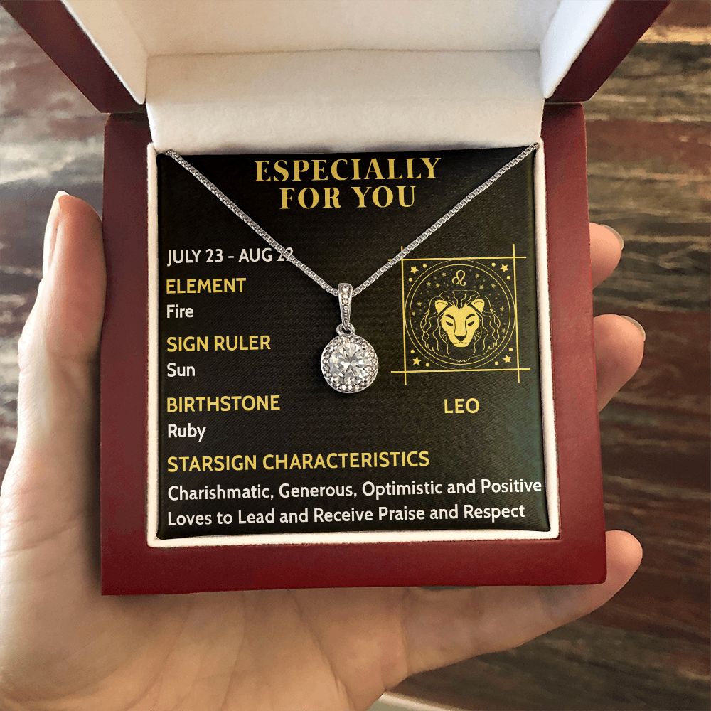 ESPECIALLY FOR YOU, LEO MESSAGE CARD WITH ETERNAL HOPE NECKLACE, ZODIAC MESSAGE CARD, GIFT FOR HER