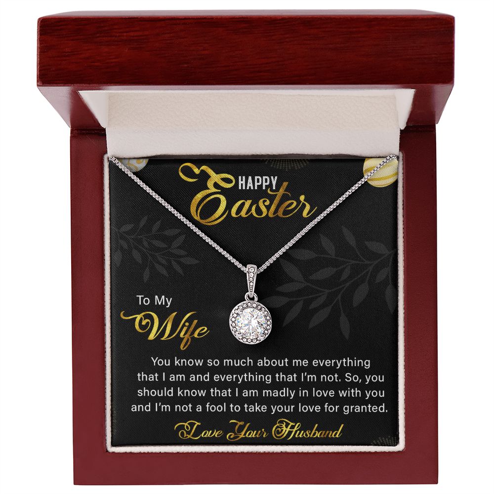 TO MY WIFE, HAPPY EASTER, ETERNAL HOPE NECKLACE WITH MESSAGE CARD, EASTER GIFT FOR WIFE FROM HUSBAND
