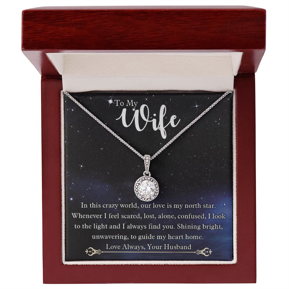 To My Wife, Our Love Is My North Star, Eternal Hope Necklace For Wife With Message Card, Birthday, Valentine's Day Gift For Her