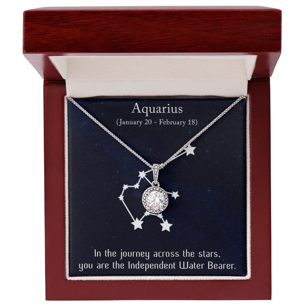 YOU ARE THE INDEPENDENT WATER BEARER, AQUARIUS MESSAGE CARD WITH ETERNAL HOPE NECKLACE, ZODIAC MESSAGE CARD, GIFT FOR HER
