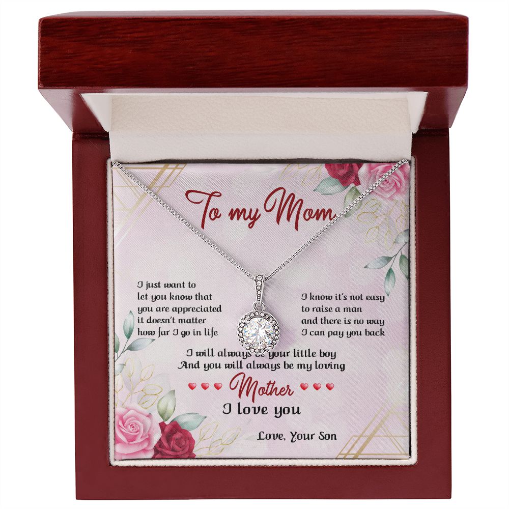 TO MY MOM, ETERNAL HOPE NECKLACE FOR MOM, NECKLACE WITH MESSAGE CARD, BIRTHDAY, MOTHER'S DAY GIFT FOR HER