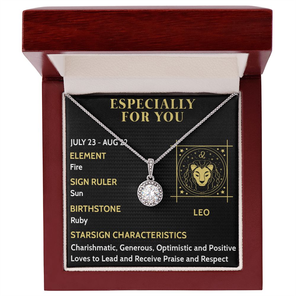 ESPECIALLY FOR YOU, LEO MESSAGE CARD WITH ETERNAL HOPE NECKLACE, ZODIAC MESSAGE CARD, GIFT FOR HER