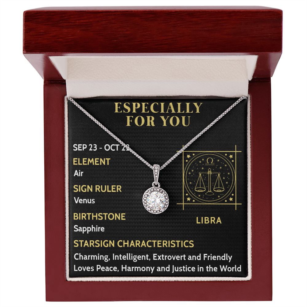 ESPECIALLY FOR YOU, LIBRA MESSAGE CARD WITH ETERNAL HOPE NECKLACE, ZODIAC MESSAGE CARD, GIFT FOR HER