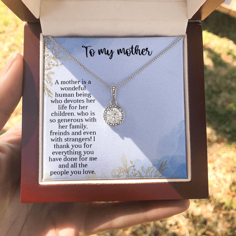 TO MY MOTHER, ETERNAL HOPE NECKLACE FOR MOM, NECKLACE WITH MESSAGE CARD, BIRTHDAY, MOTHER'S DAY GIFT FOR HER