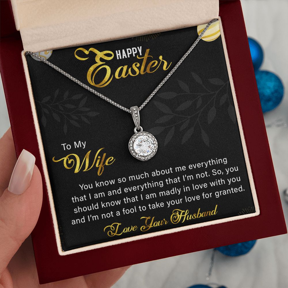 TO MY WIFE, HAPPY EASTER, ETERNAL HOPE NECKLACE WITH MESSAGE CARD, EASTER GIFT FOR WIFE FROM HUSBAND