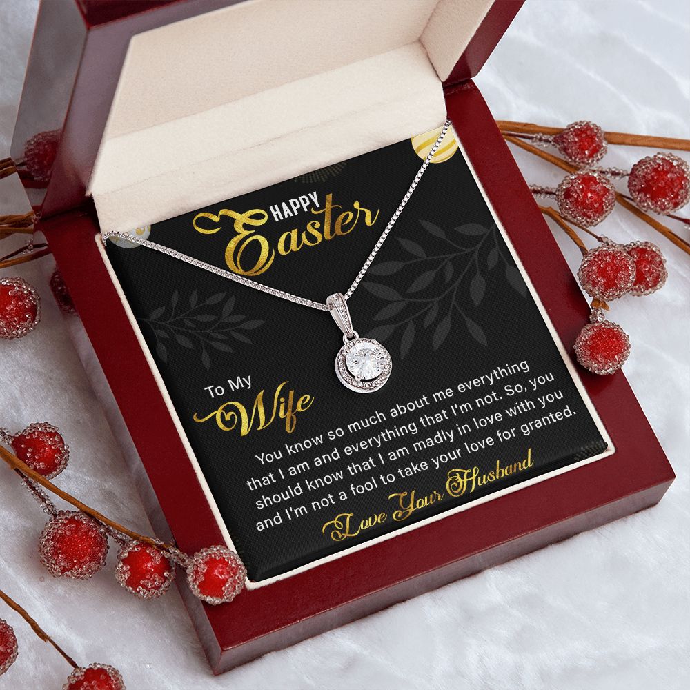 TO MY WIFE, HAPPY EASTER, ETERNAL HOPE NECKLACE WITH MESSAGE CARD, EASTER GIFT FOR WIFE FROM HUSBAND