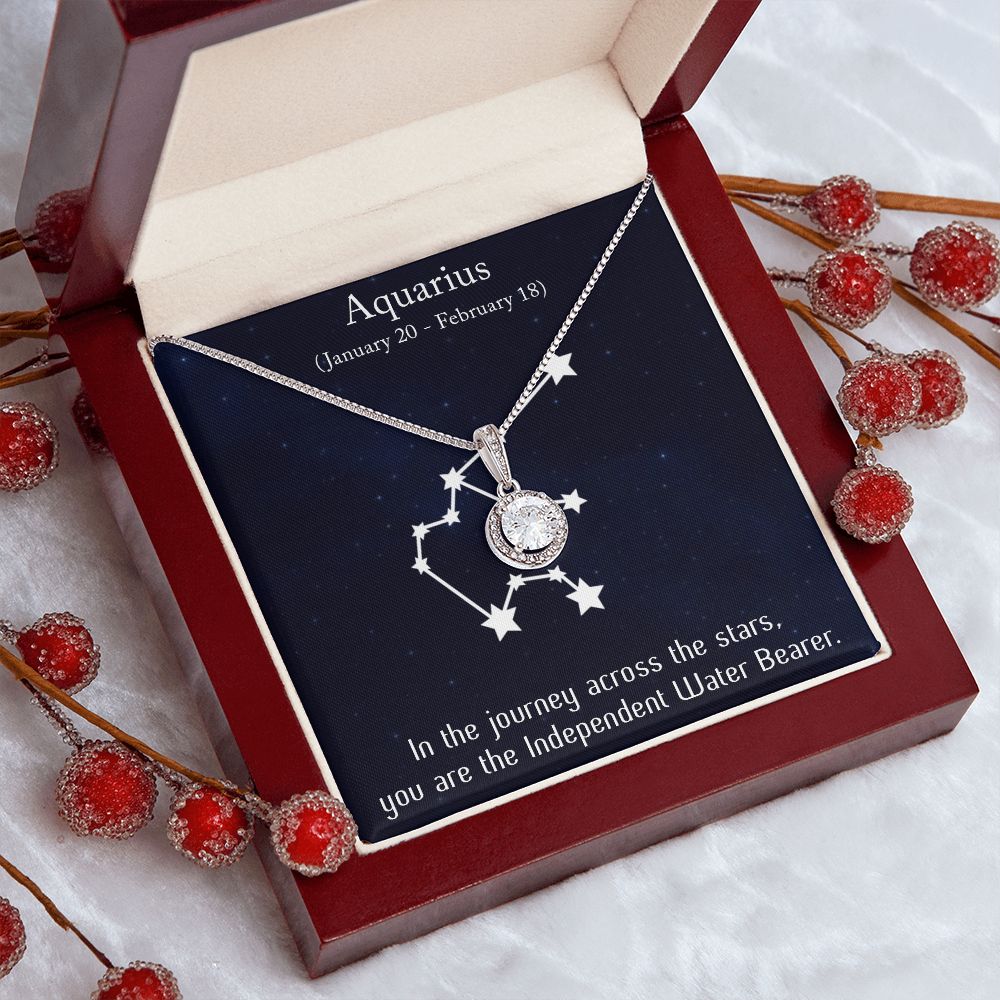 YOU ARE THE INDEPENDENT WATER BEARER, AQUARIUS MESSAGE CARD WITH ETERNAL HOPE NECKLACE, ZODIAC MESSAGE CARD, GIFT FOR HER