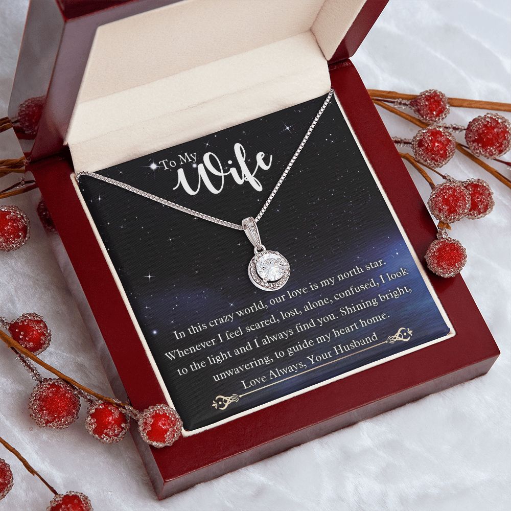To My Wife, Our Love Is My North Star, Eternal Hope Necklace For Wife With Message Card, Birthday, Valentine's Day Gift For Her
