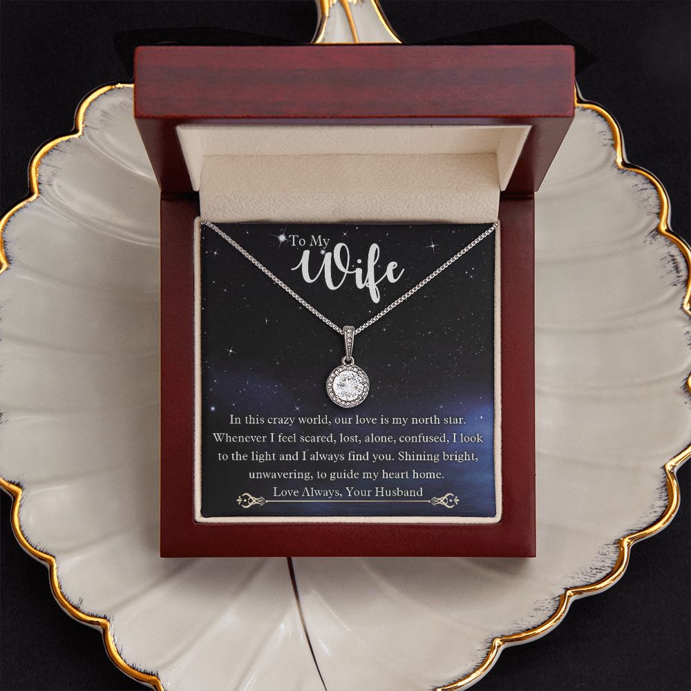 To My Wife, Our Love Is My North Star, Eternal Hope Necklace For Wife With Message Card, Birthday, Valentine's Day Gift For Her