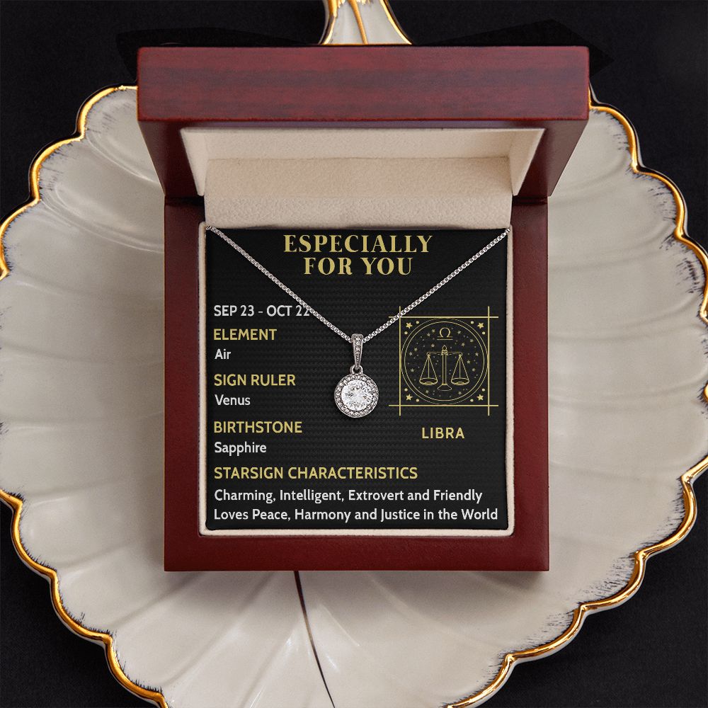 ESPECIALLY FOR YOU, LIBRA MESSAGE CARD WITH ETERNAL HOPE NECKLACE, ZODIAC MESSAGE CARD, GIFT FOR HER