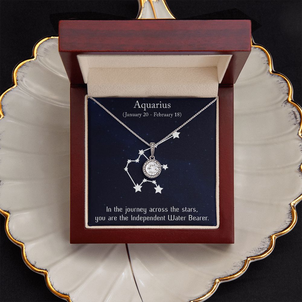 YOU ARE THE INDEPENDENT WATER BEARER, AQUARIUS MESSAGE CARD WITH ETERNAL HOPE NECKLACE, ZODIAC MESSAGE CARD, GIFT FOR HER