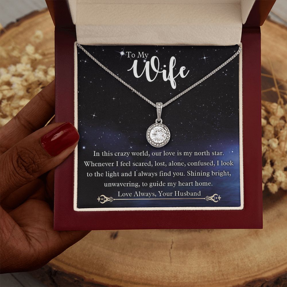 To My Wife, Our Love Is My North Star, Eternal Hope Necklace For Wife With Message Card, Birthday, Valentine's Day Gift For Her
