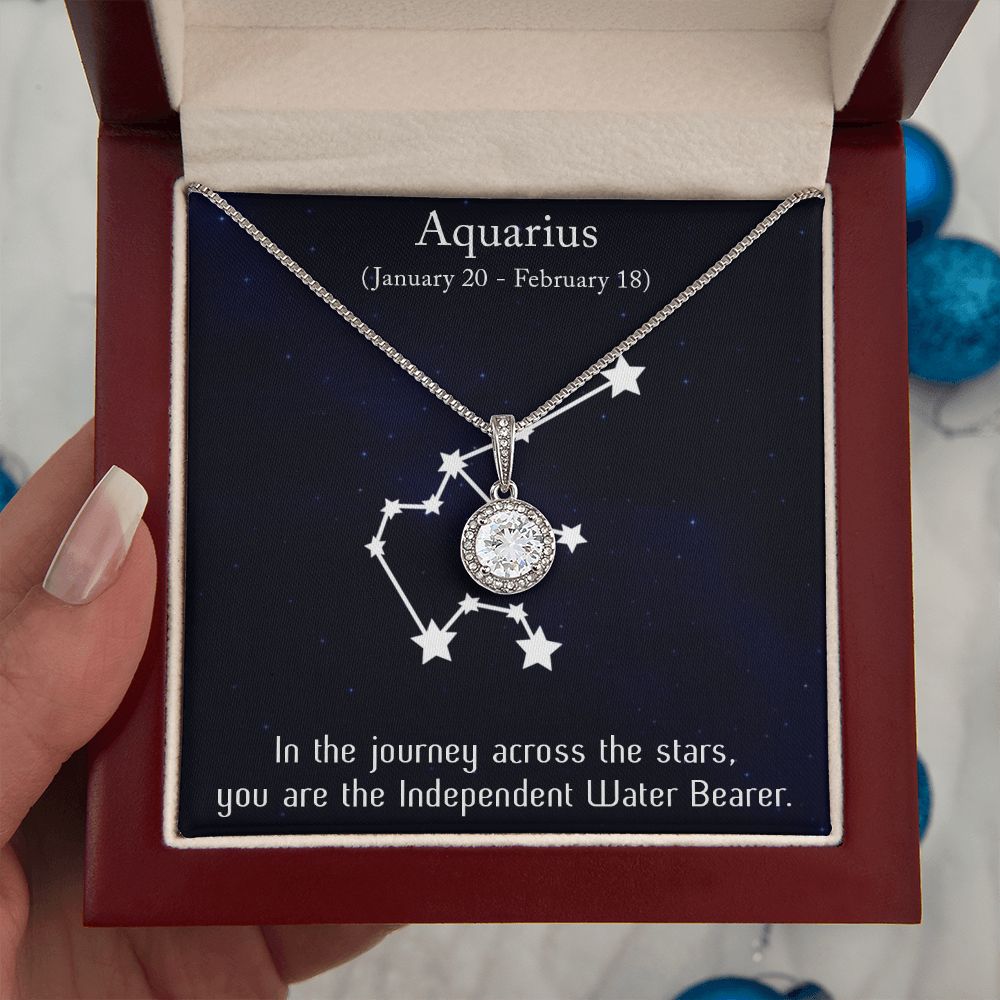 YOU ARE THE INDEPENDENT WATER BEARER, AQUARIUS MESSAGE CARD WITH ETERNAL HOPE NECKLACE, ZODIAC MESSAGE CARD, GIFT FOR HER