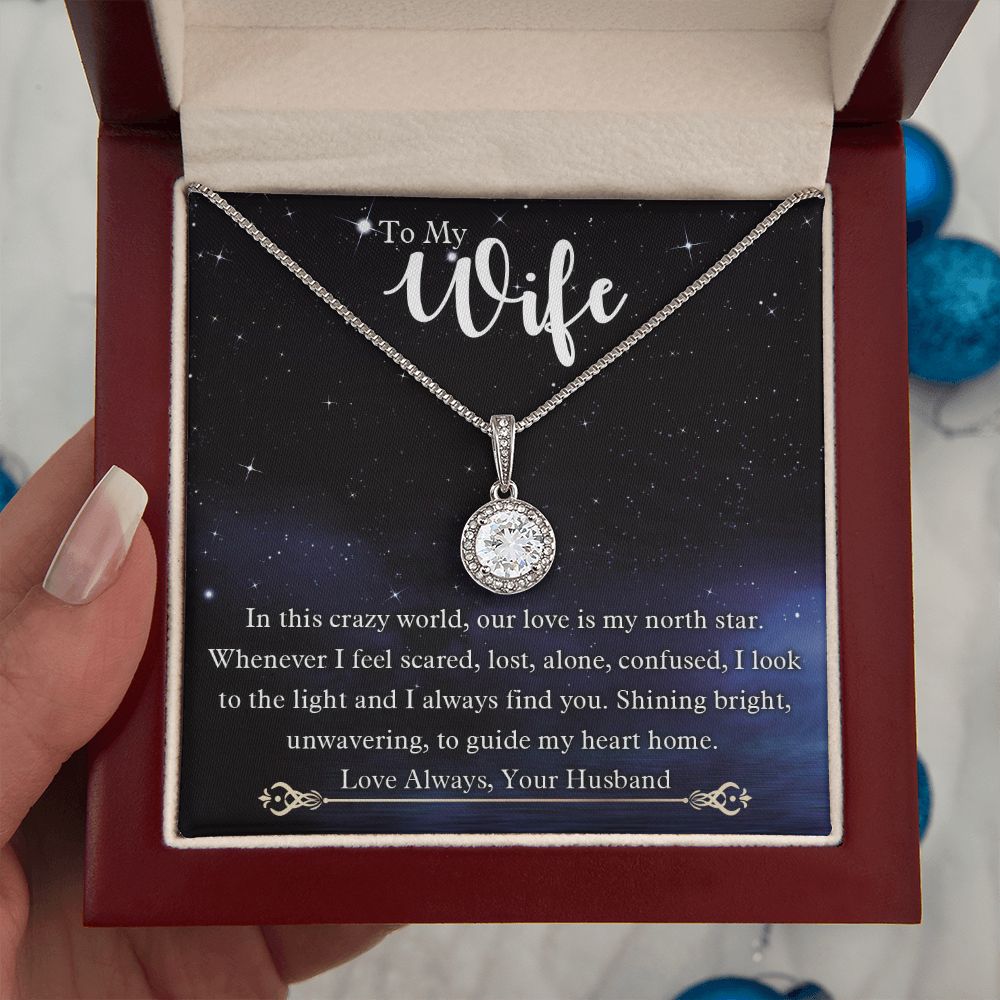 To My Wife, Our Love Is My North Star, Eternal Hope Necklace For Wife With Message Card, Birthday, Valentine's Day Gift For Her