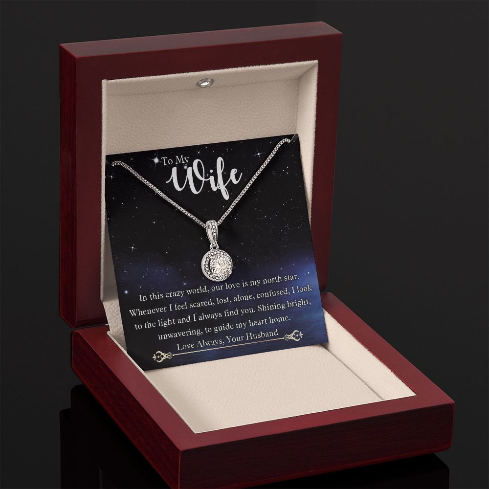 To My Wife, Our Love Is My North Star, Eternal Hope Necklace For Wife With Message Card, Birthday, Valentine's Day Gift For Her