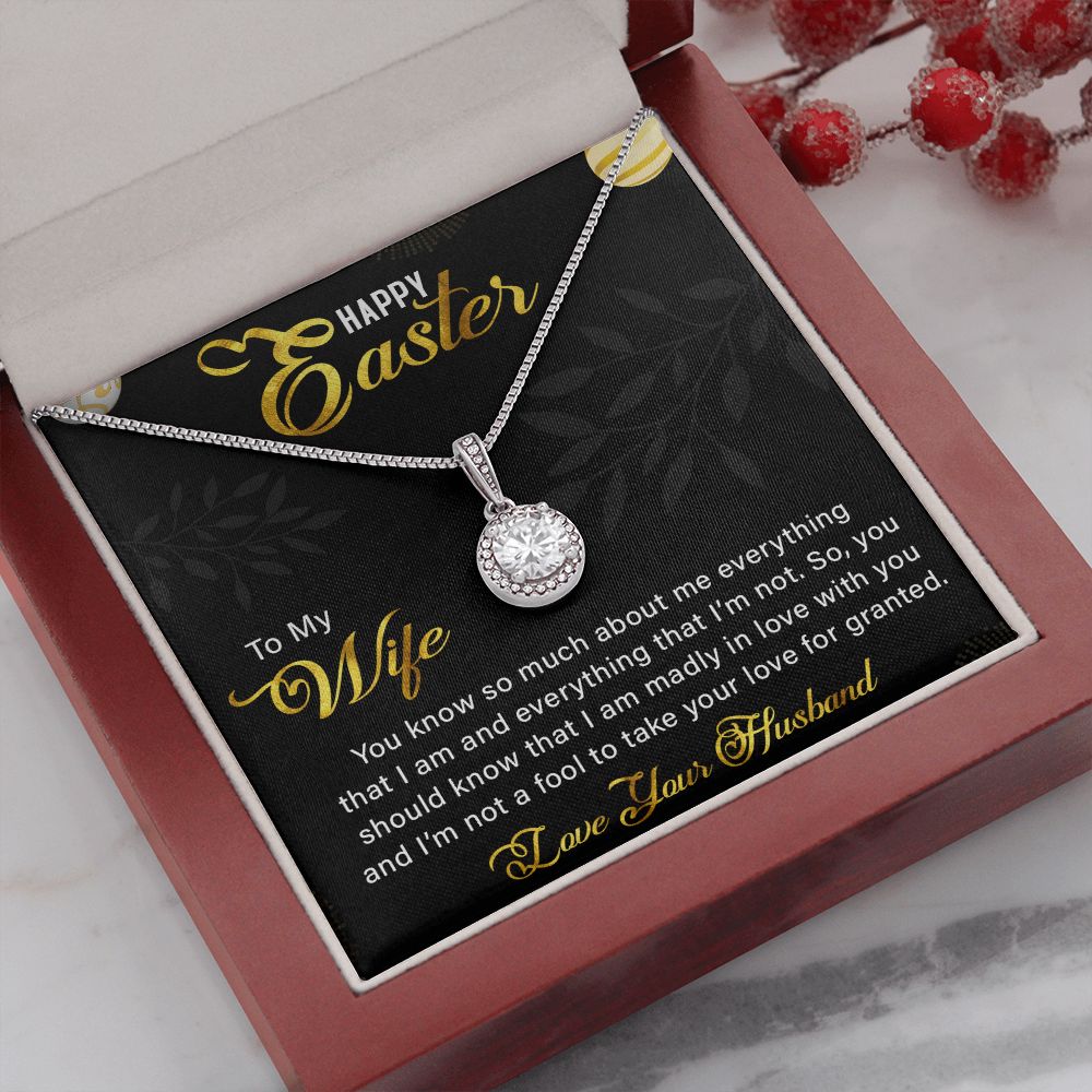 TO MY WIFE, HAPPY EASTER, ETERNAL HOPE NECKLACE WITH MESSAGE CARD, EASTER GIFT FOR WIFE FROM HUSBAND