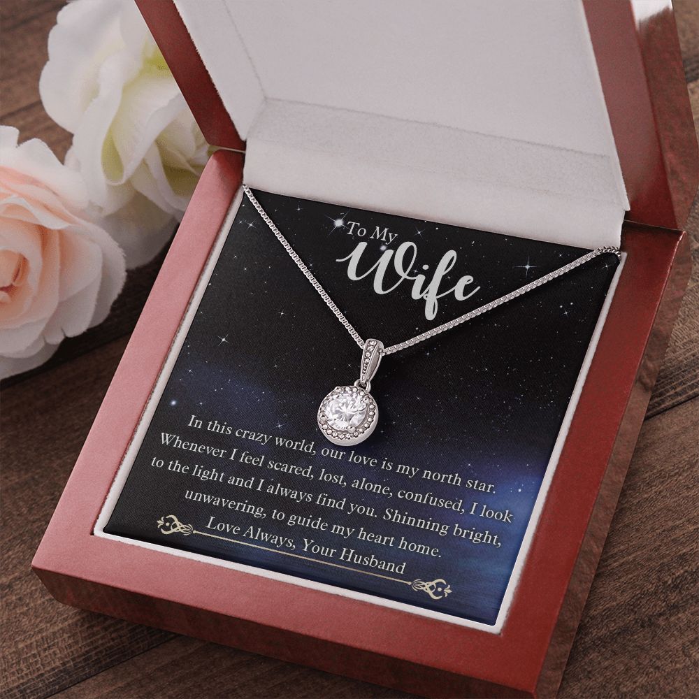 To My Wife, Our Love Is My North Star, Eternal Hope Necklace For Wife With Message Card, Birthday, Valentine's Day Gift For Her