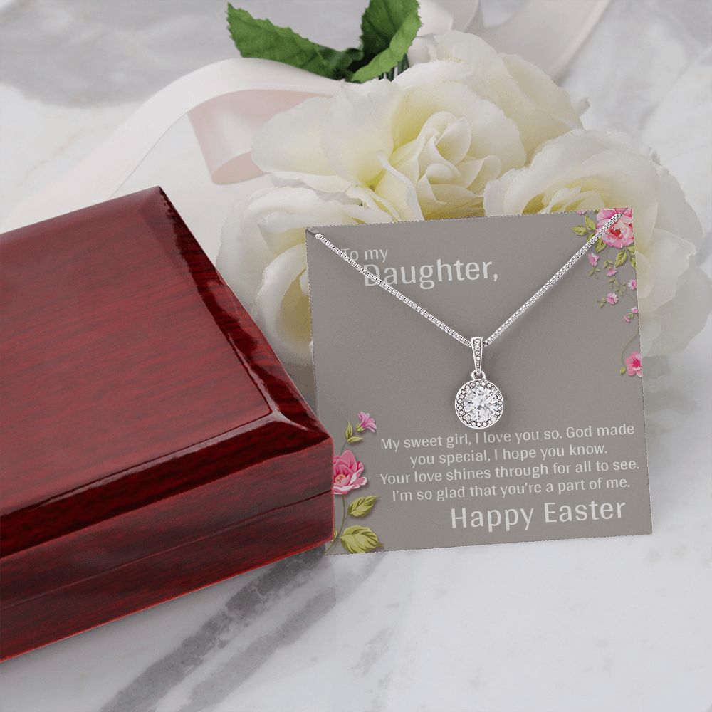 TO MY DAUGHTER, MY SWEET GIRL, HAPPY EASTER, ETERNAL HOPE NECKLACE WITH MESSAGE CARD, EASTER GIFT FOR DAUGHTER FROM MOM/DAD