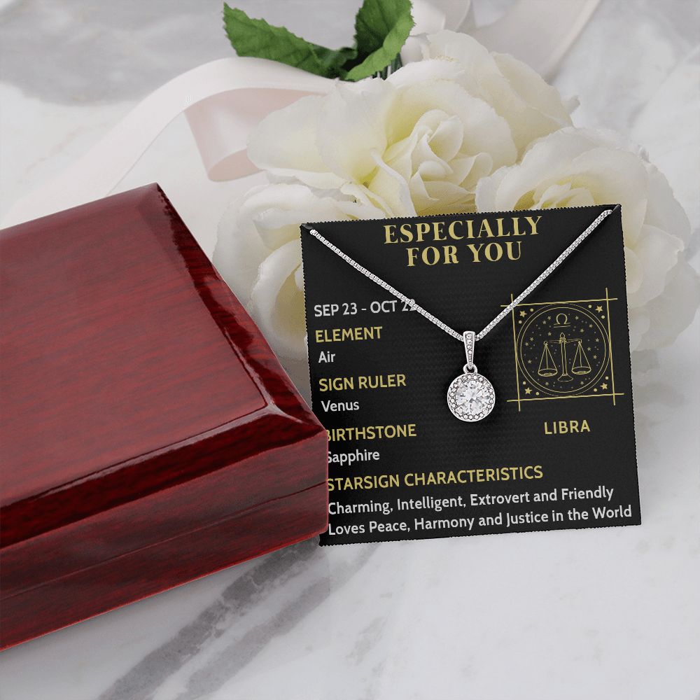ESPECIALLY FOR YOU, LIBRA MESSAGE CARD WITH ETERNAL HOPE NECKLACE, ZODIAC MESSAGE CARD, GIFT FOR HER