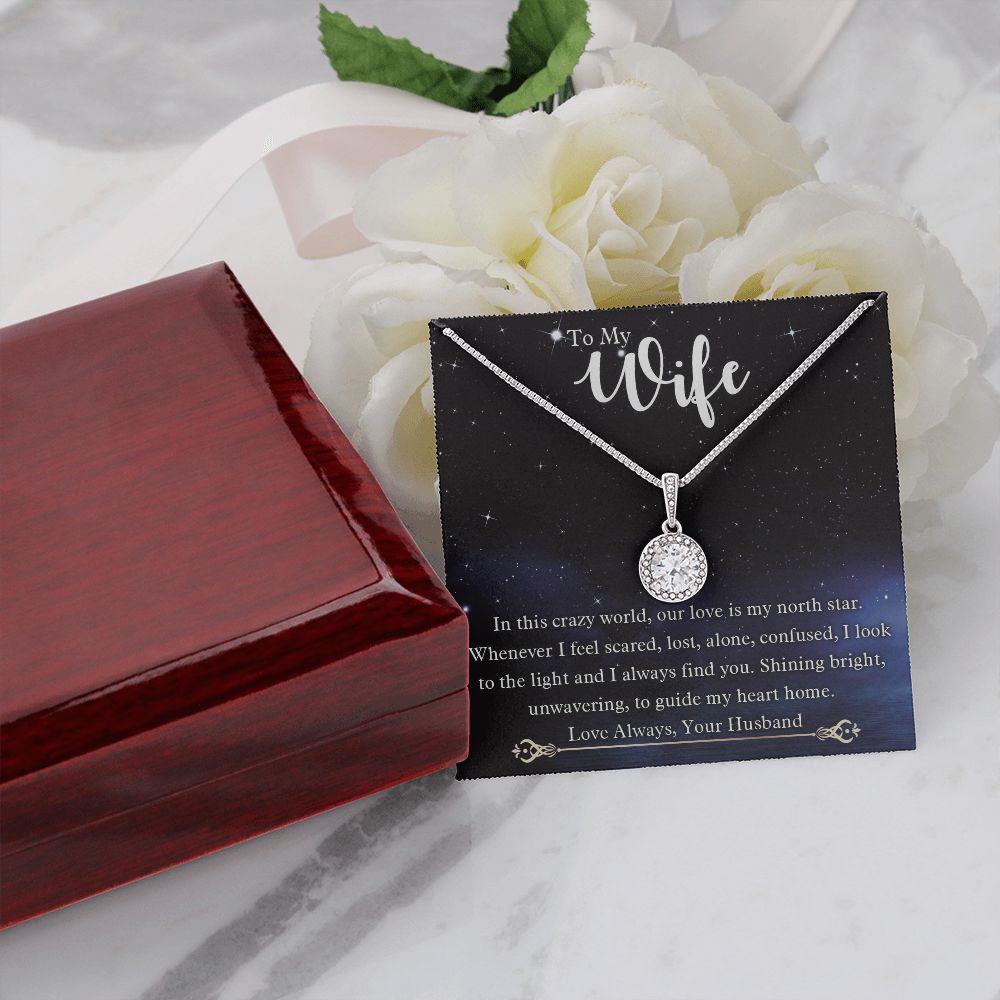 To My Wife, Our Love Is My North Star, Eternal Hope Necklace For Wife With Message Card, Birthday, Valentine's Day Gift For Her