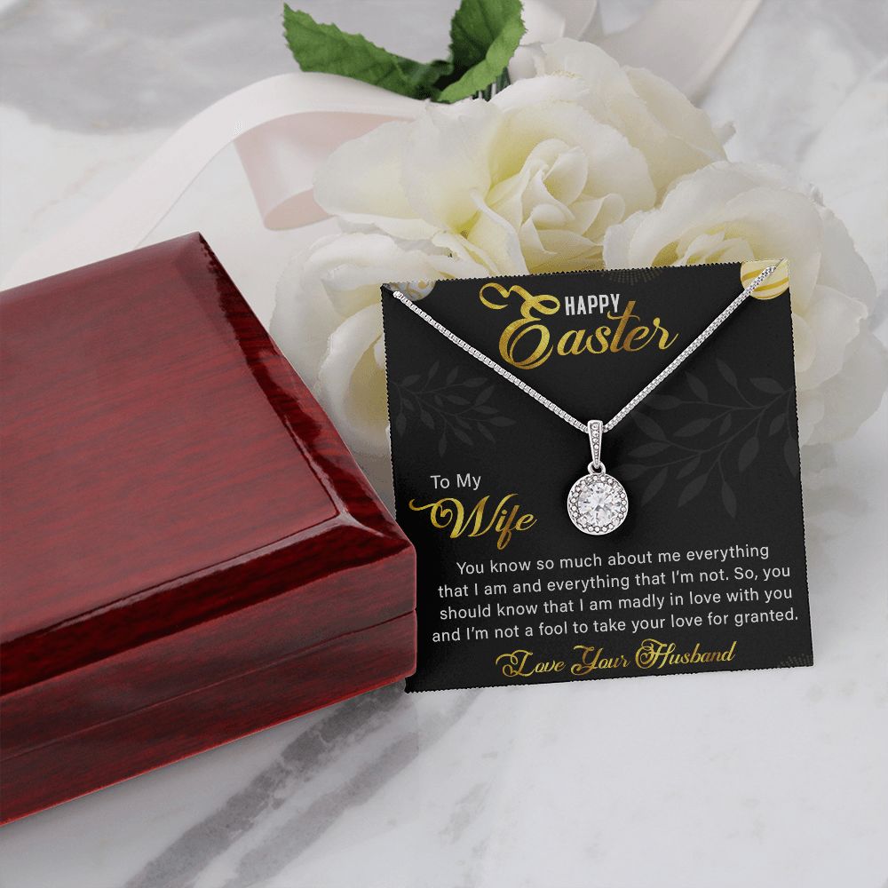 TO MY WIFE, HAPPY EASTER, ETERNAL HOPE NECKLACE WITH MESSAGE CARD, EASTER GIFT FOR WIFE FROM HUSBAND