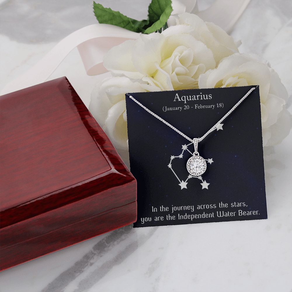 YOU ARE THE INDEPENDENT WATER BEARER, AQUARIUS MESSAGE CARD WITH ETERNAL HOPE NECKLACE, ZODIAC MESSAGE CARD, GIFT FOR HER