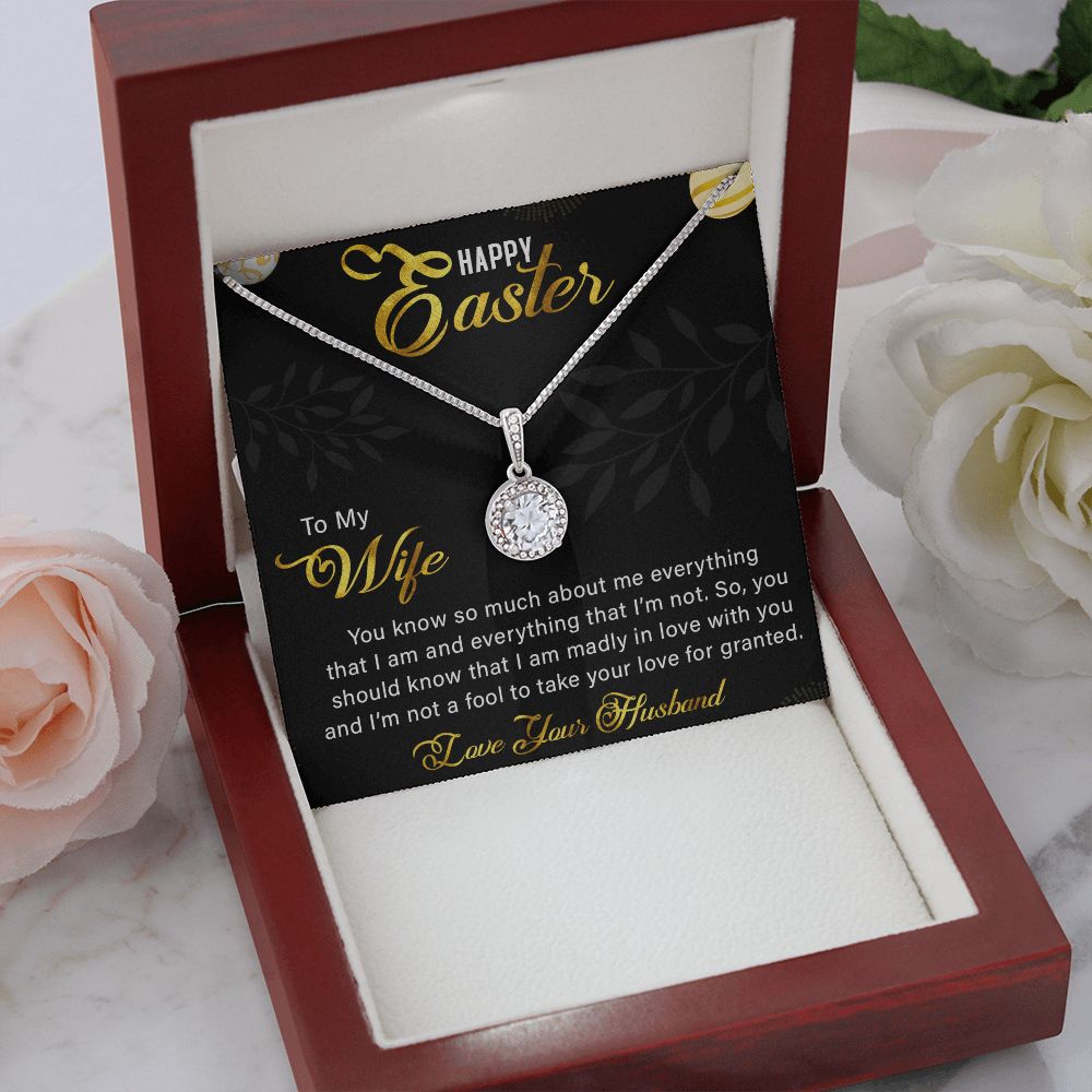 TO MY WIFE, HAPPY EASTER, ETERNAL HOPE NECKLACE WITH MESSAGE CARD, EASTER GIFT FOR WIFE FROM HUSBAND