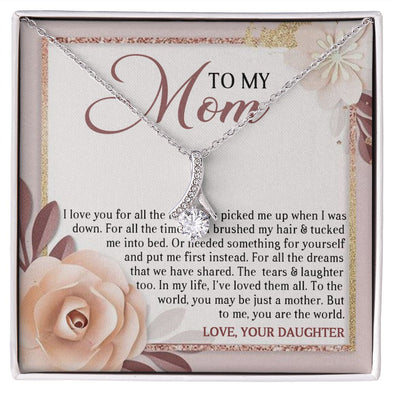 DEAR MOM, ALLURING BEAUTY NECKLACE FOR MOM, NECKLACE WITH MESSAGE CARD, MOTHER'S DAY GIFT FOR HER, FROM DAUGHTER