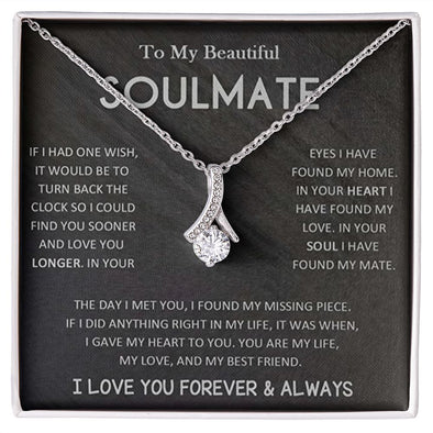 Alluring Beauty Necklace To My Beautiful Soulmate , Best Gift For Birthday, Anniversary, Romantic Christmas Gift For Wife, Soulmate Jewelry, Gift For Her, Sentimental Message Card, Wedding Gift For Her, Necklace For Her