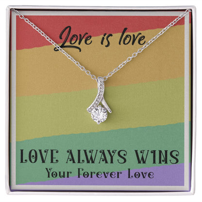LOVE IS LOVE, ALLURING BEAUTY NECKLACE FOR SOULMATE, FOR YOUR LGBTQ PARTNER, WITH MESSAGE CARD, PRIDE NECKLACE,