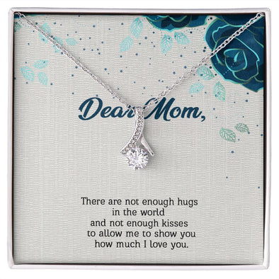 Dear Mom, I Love You Alluring Beauty Necklace, Gift for Mother's Day, Christmas, Birthday, Silver Jewelry with Message Card, Mom/Daughter Gifts