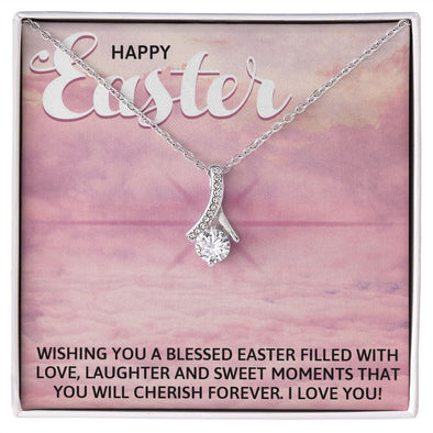 HAPPY EASTER, ALLURING BEAUTY NECKLACE WITH MESSAGE CARD, EASTER GIFT FOR DAUGHTER, GRANDKIDS, TODDLERS,SISTER, FAMILY AND FRIENDS