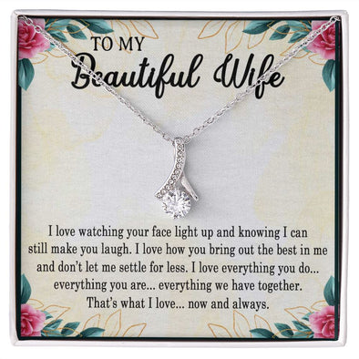 My Beautiful Wife, Alluring Beauty Necklace, Necklace With Message Card, Gift For Her