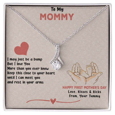 TO MY MOMMY, HAPPY FIRST MOTHERS DAY, ALLURING BEAUTY NECKLACE FOR MOM TO BE, NECKLACE WITH MESSAGE CARD, MOTHER'S DAY GIFT FOR HER
