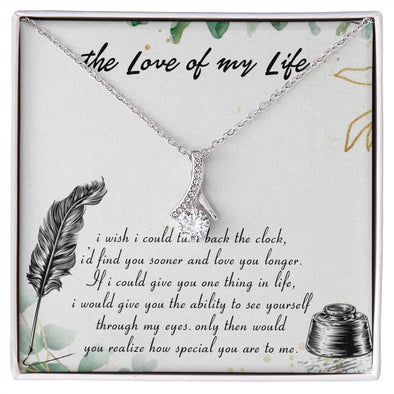 THE LOVE OF MY LIFE, SOULMATE NECKLACE WITH MESSAGE CARD, BIRTHDAY GIFT FOR HER