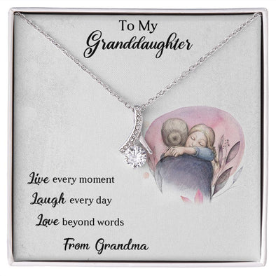 LIVE LAUGH LOVE, ALLURING BEAUTY NECKLACE WITH MESSAGE CARD FOR GRANDDAUGHTER, BIRTHDAY GIFT FOR HER, FROM GRANDMA