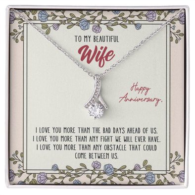 To My Anniversary Wife, Alluring Beauty Necklace, For Bride To Be, Necklace With Message Card, Gift For Her