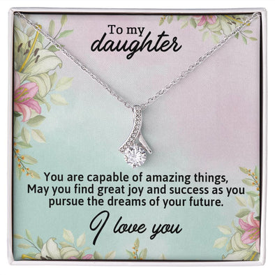 TO MY DAUGHTER, I LOVE YOU, LOVE KNOT NECKLACE WITH MESSAGE CARD, BIRTHDAY AND DAUGHTERS DAY GIFT FOR HER