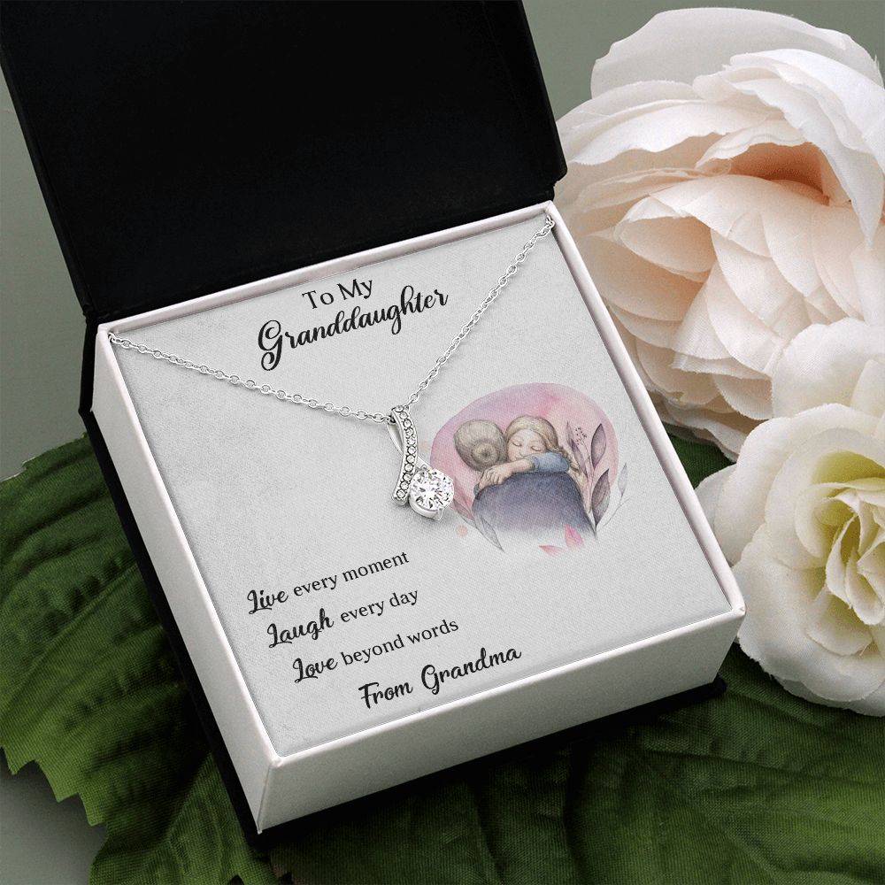LIVE LAUGH LOVE, ALLURING BEAUTY NECKLACE WITH MESSAGE CARD FOR GRANDDAUGHTER, BIRTHDAY GIFT FOR HER, FROM GRANDMA