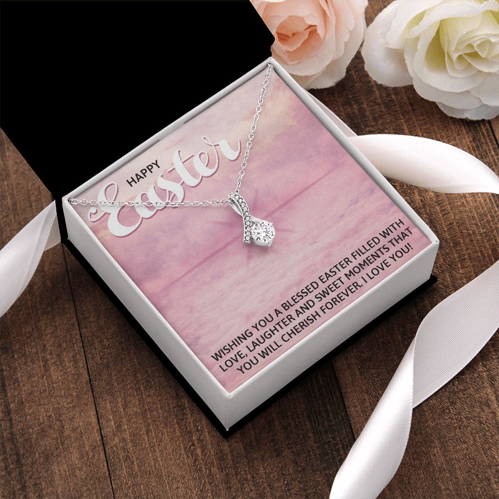 HAPPY EASTER, ALLURING BEAUTY NECKLACE WITH MESSAGE CARD, EASTER GIFT FOR DAUGHTER, GRANDKIDS, TODDLERS,SISTER, FAMILY AND FRIENDS