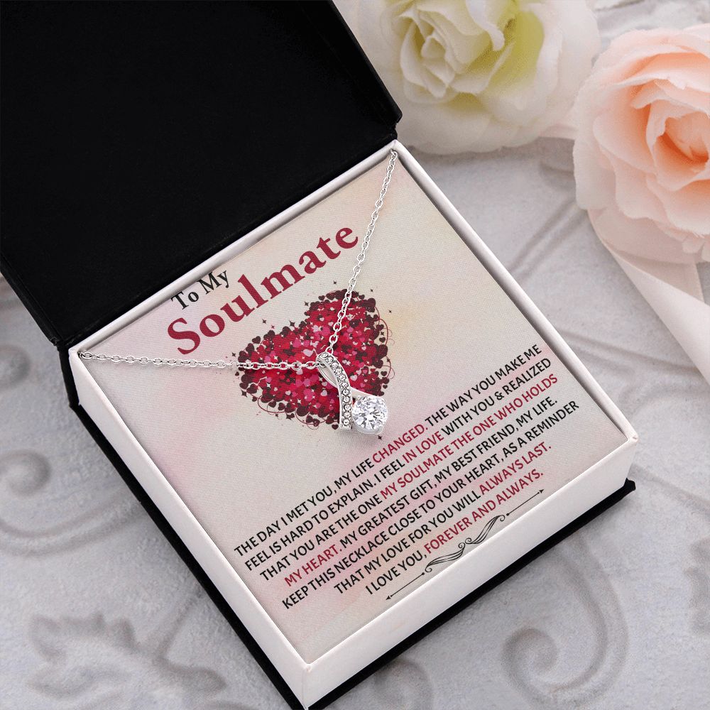 Alluring Beauty Necklace, To My Soulmate Necklace With Message Card, Birthday Gift For Her