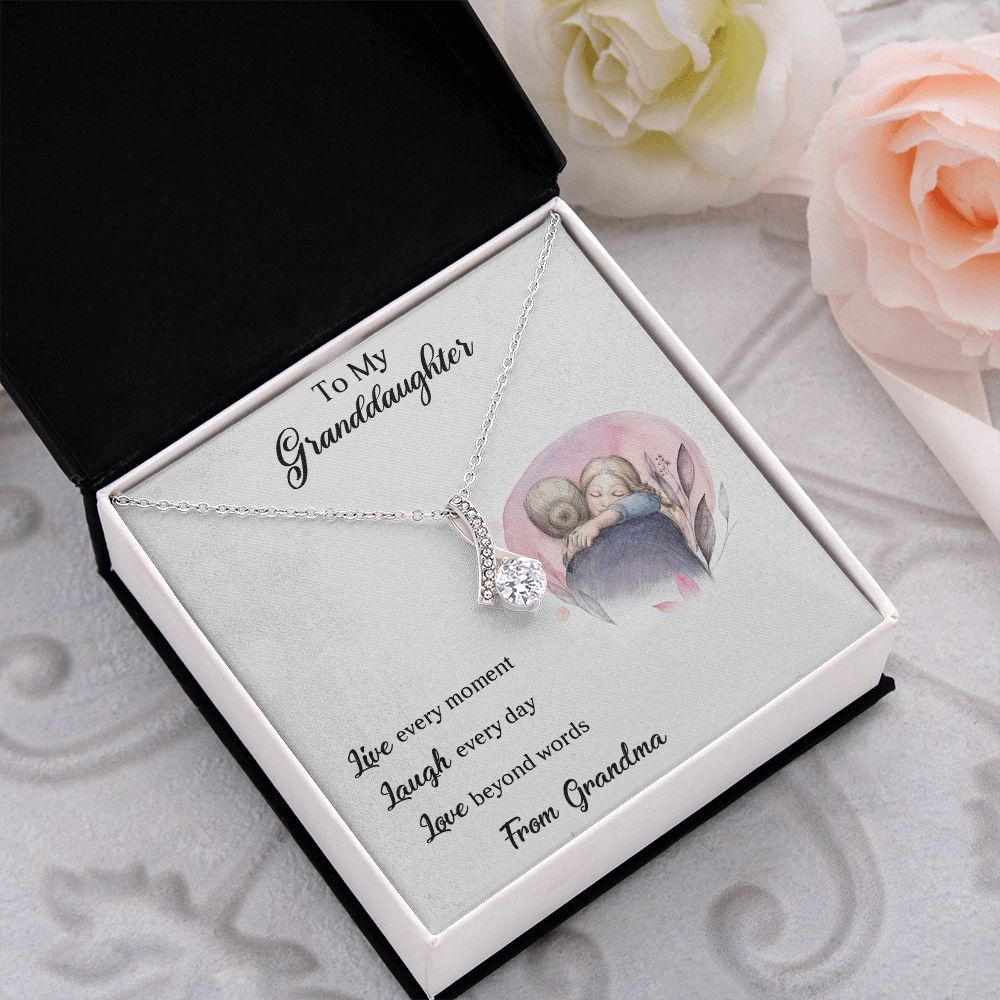 LIVE LAUGH LOVE, ALLURING BEAUTY NECKLACE WITH MESSAGE CARD FOR GRANDDAUGHTER, BIRTHDAY GIFT FOR HER, FROM GRANDMA