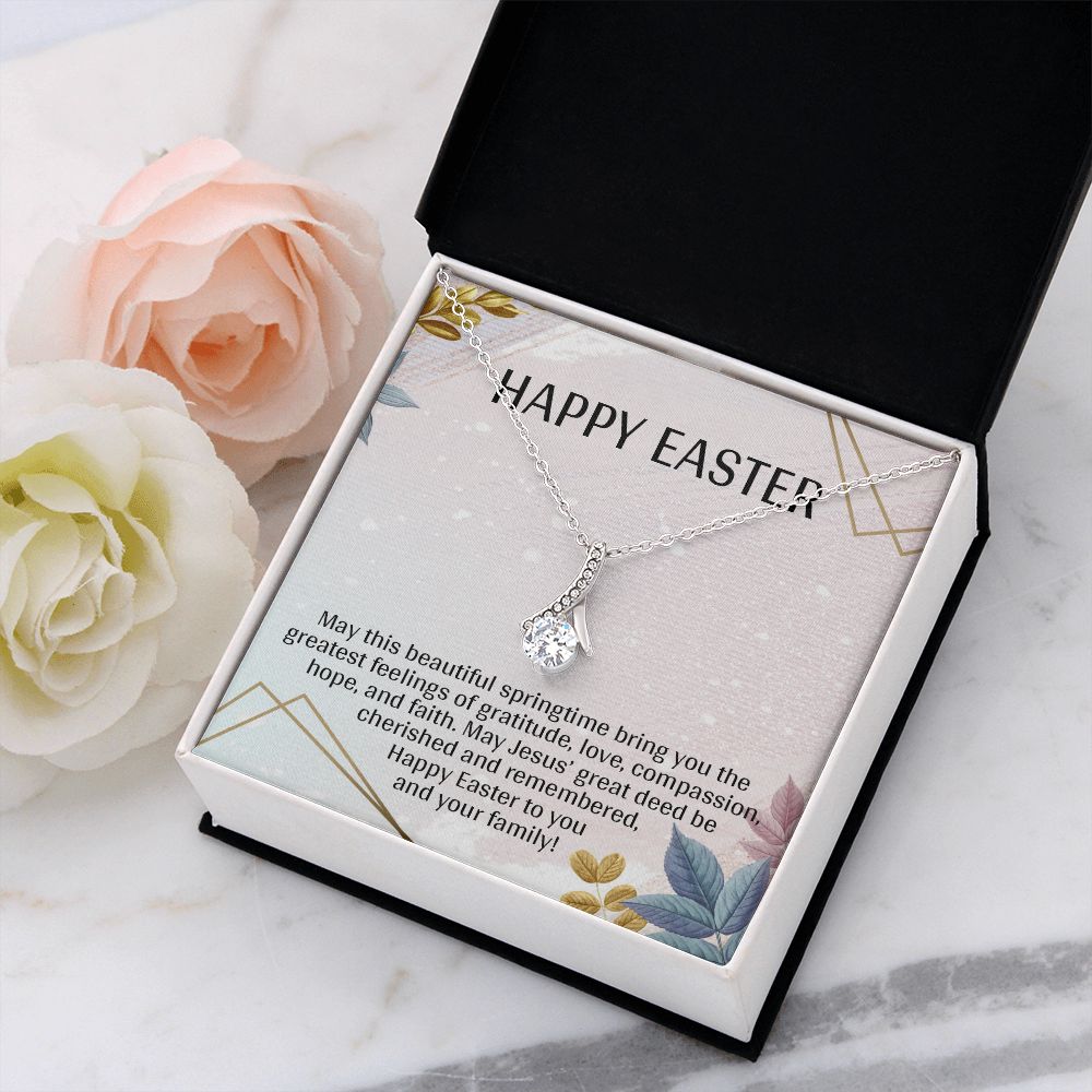 HAPPY EASTER, ALLURING BEAUTY NECKLACE WITH MESSAGE CARD, EASTER GIFT FOR FRIENDS AND FAMILY MEMBERS