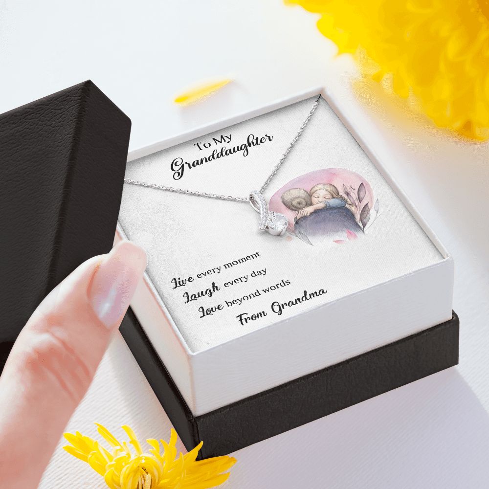LIVE LAUGH LOVE, ALLURING BEAUTY NECKLACE WITH MESSAGE CARD FOR GRANDDAUGHTER, BIRTHDAY GIFT FOR HER, FROM GRANDMA